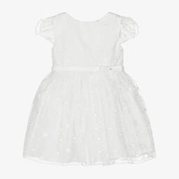 Mayoral-Girls White Embroidered Organza Dress | Childrensalon