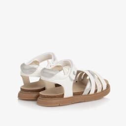 Mayoral-Girls White & Silver Glitter Faux Leather Sandals | Childrensalon