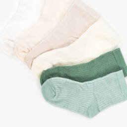 Mayoral Newborn-Green & Ivory Eco Vero Baby Socks (6 Pack) | Childrensalon