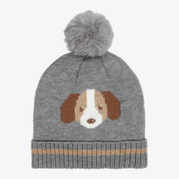 Mayoral-Grey Marl Knitted Hat & Scarf Dog Set  | Childrensalon