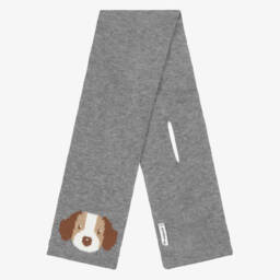 Mayoral-Grey Marl Knitted Hat & Scarf Dog Set  | Childrensalon