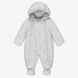 Mayoral Для новорожденных-Grey Safari Animals Baby Snowsuit | Childrensalon