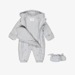Mayoral Для новорожденных-Grey Safari Animals Baby Snowsuit | Childrensalon