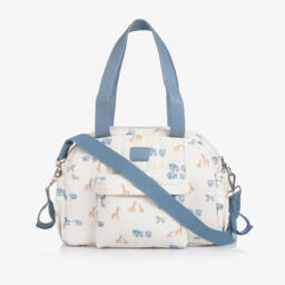 Mayoral Для новорожденных-Ivory & Blue Safari Faux Leather Changing Bag (36cm) | Childrensalon