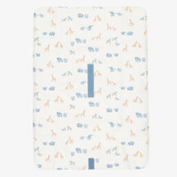 Mayoral Newborn-مفرش تغيير بطبعة سفاري لون أزرق وعاجي (76 سم) | Childrensalon