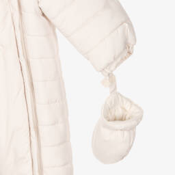 Mayoral Newborn-Ivory Padded Bunny Snowsuit | Childrensalon