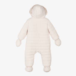 Mayoral Newborn-Ivory Padded Bunny Snowsuit | Childrensalon