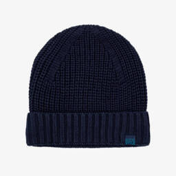 Navy Blue Cotton Knitted Beanie Hat