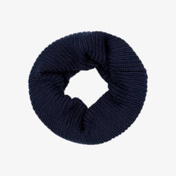 Navy Blue Ribbed Knit Snood with Fleece Lining