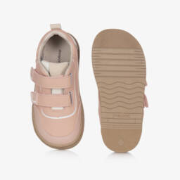 Mayoral-Pink Faux Leather Trainers with Double Velcro Straps | Childrensalon