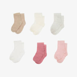Mayoral Newborn-Pink & Ivory Eco Vero Baby Socks (6 Pack) | Childrensalon