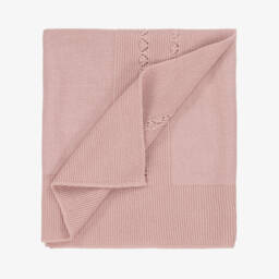 Mebi-Girls Pink Knitted Babygrow with Floral Ruffle Collar | Childrensalon