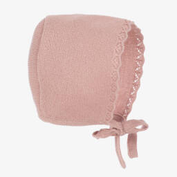 Mebi-Girls Pink Knitted Babygrow with Floral Ruffle Collar | Childrensalon