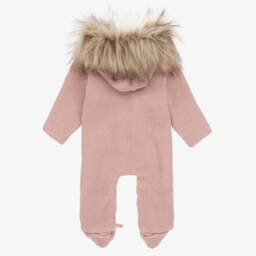 Mebi-أفرول شتوي أكريليك محبوك لون زهري للمولودات | Childrensalon