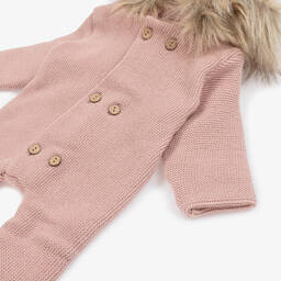 Mebi-أفرول شتوي أكريليك محبوك لون زهري للمولودات | Childrensalon