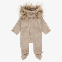 Mebi-أفرول شتوي محبوك لون بيج | Childrensalon