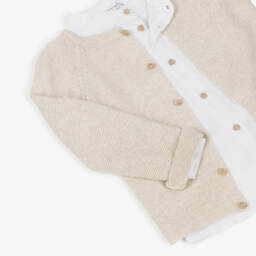 Mebi-طقم شورت قطن لون بيج وأخضر للأولاد | Childrensalon