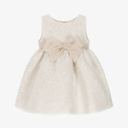 Mebi-فستان بفيونكة لون بيج | Childrensalon