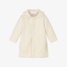 Mebi-Girls Ivory Sherpa Fleece Coat | Childrensalon