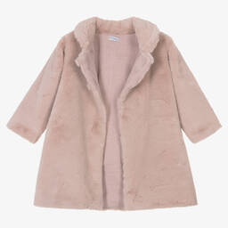 Mebi-Girls Pink Faux Fur Coat | Childrensalon