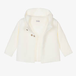 Mebi-Ivory Hooded Knit Jacket | Childrensalon