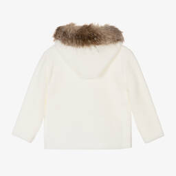 Mebi-Ivory Hooded Knit Jacket | Childrensalon