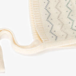 Mebi-Ivory Zigzag Pattern Knitted Baby Bonnet | Childrensalon