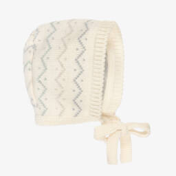 Ivory Zigzag Pattern Knitted Baby Bonnet
