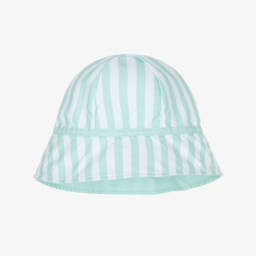 قبعة شمس مخططة لون أخضر وأبيض للأولاد