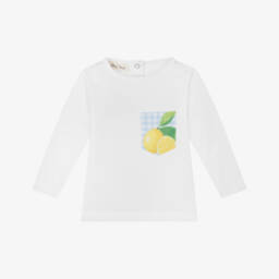 Boys White Lemon Print Swim Top (UPF50+)