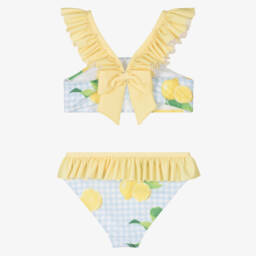 Meia Pata-Girls Blue & Yellow Lemon Bikini (UPF50+) | Childrensalon