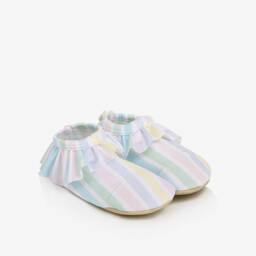 Girls White & Pastel Striped Aqua Shoes (UPF50+)