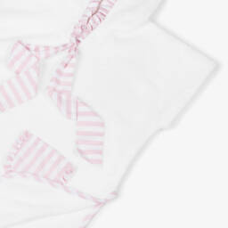 Meia Pata-Girls White & Pink Ruffle Poncho Towel | Childrensalon