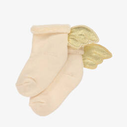 Meia Pata-Gold Angel Wing Baby Socks | Childrensalon