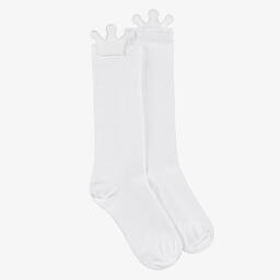 Meia Pata-White Crown Knee High Socks | Childrensalon