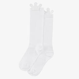 Meia Pata-White Crown Knee High Socks | Childrensalon