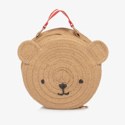 Meri Meri-Girls Beige Round Bear Bag (22cm) | Childrensalon
