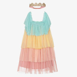 Meri Meri-Girls Rainbow Ruffle Tulle Princess Costume | Childrensalon