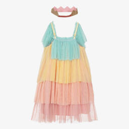 Meri Meri-Girls Rainbow Ruffle Tulle Princess Costume | Childrensalon