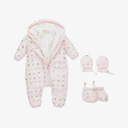 Michael Kors Kids-Baby Girls Pink Monogram Snowsuit | Childrensalon