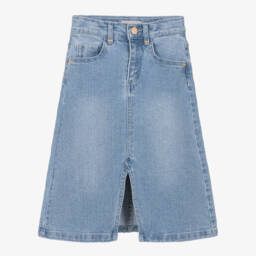 Michael Kors Kids-Girls Blue Denim Midi Skirt | Childrensalon