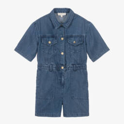 Michael Kors Kids-Girls Blue Denim Playsuit | Childrensalon