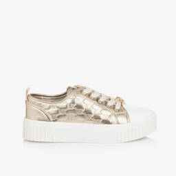 Michael Kors Kids-Girls Gold Embossed Logo Trainers | Childrensalon