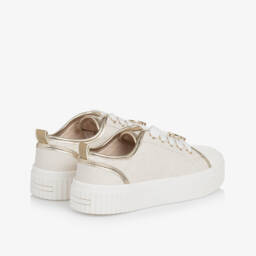 Michael Kors Kids-Girls Ivory Embossed Logo Trainers | Childrensalon