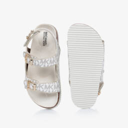 Michael Kors Kids-Girls Ivory Faux Leather Sandals | Childrensalon