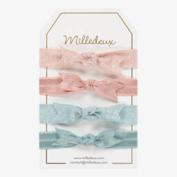 Milledeux-Girls Pink & Blue Hair Elastics (4 Pack) | Childrensalon