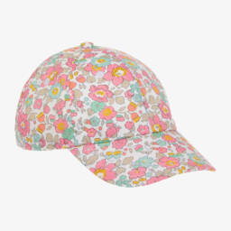 Milledeux-Girls Pink Floral Liberty Fabric Cap | Childrensalon