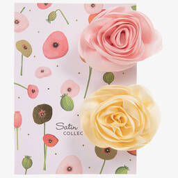 Milledeuх-Розовая и желтая заколки-розы для девочек (2шт.) | Childrensalon