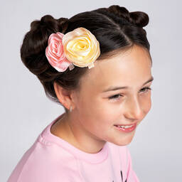 Milledeuх-Розовая и желтая заколки-розы для девочек (2шт.) | Childrensalon