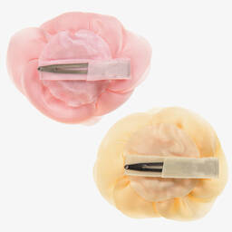 Milledeuх-Розовая и желтая заколки-розы для девочек (2шт.) | Childrensalon